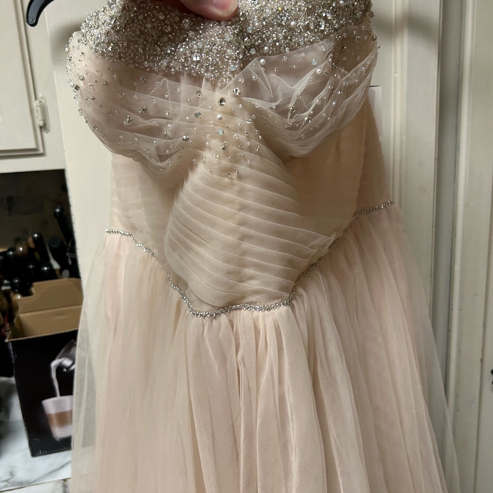 David’s Bridal. David’s Bridal studio wedding dress. Size 20W. Color Stone - Picture 3 of 11
